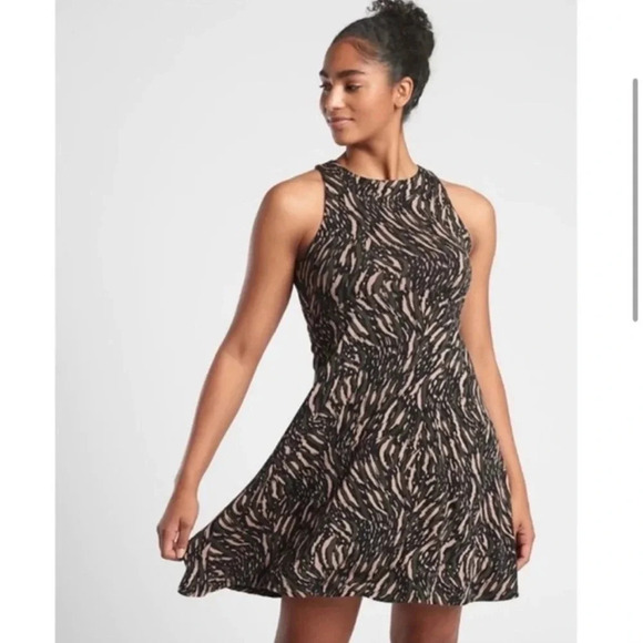 Athleta Sleeveless Santorini Thera Printed Dress Abstract Black Size Small - Picture 1 of 6